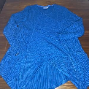 Mill Valley Clothing Co Stripe Textured Cotton Linen Hobo Tunic Top Lagenlook L